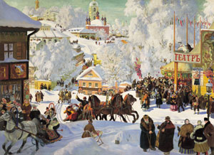 今月の表紙：ボリス・クストーディエフ画 「マースレニッツァ （マースレニッツァの橇滑り）」 1919年